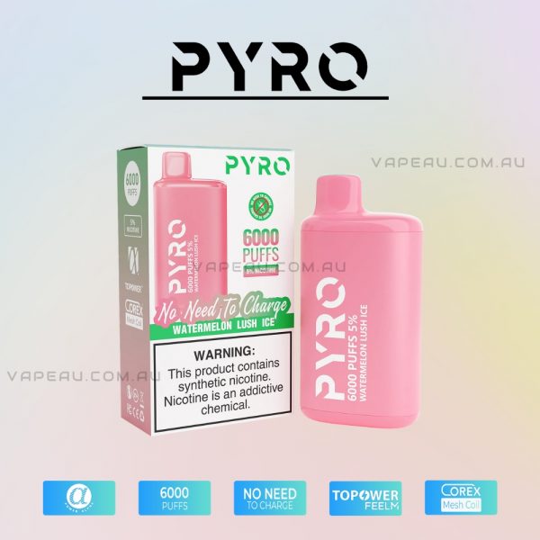 PYRO Vape 6000 Puffs 5% Watermelon Lush Ice