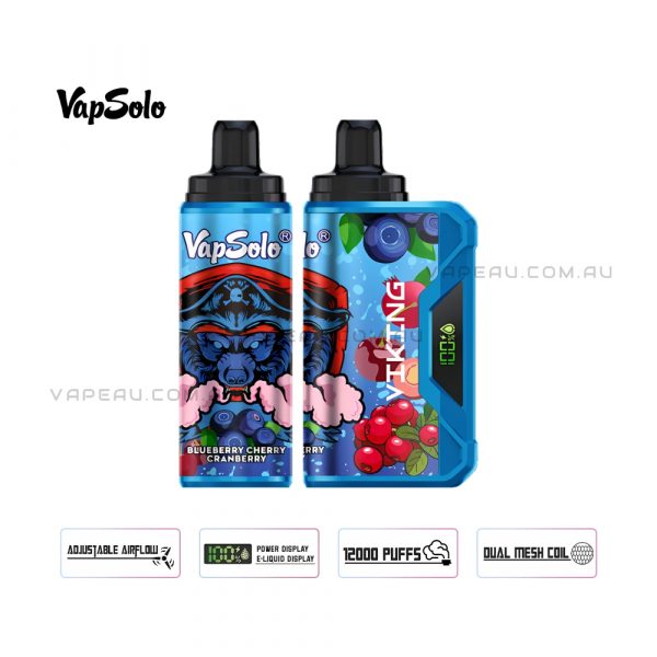 VapSolo Viking 12000 Puffs Blueberry Cherry Cranberry